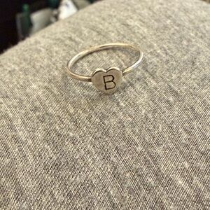 Handmade Heart Initial B Ring Sterling Silver Size 5